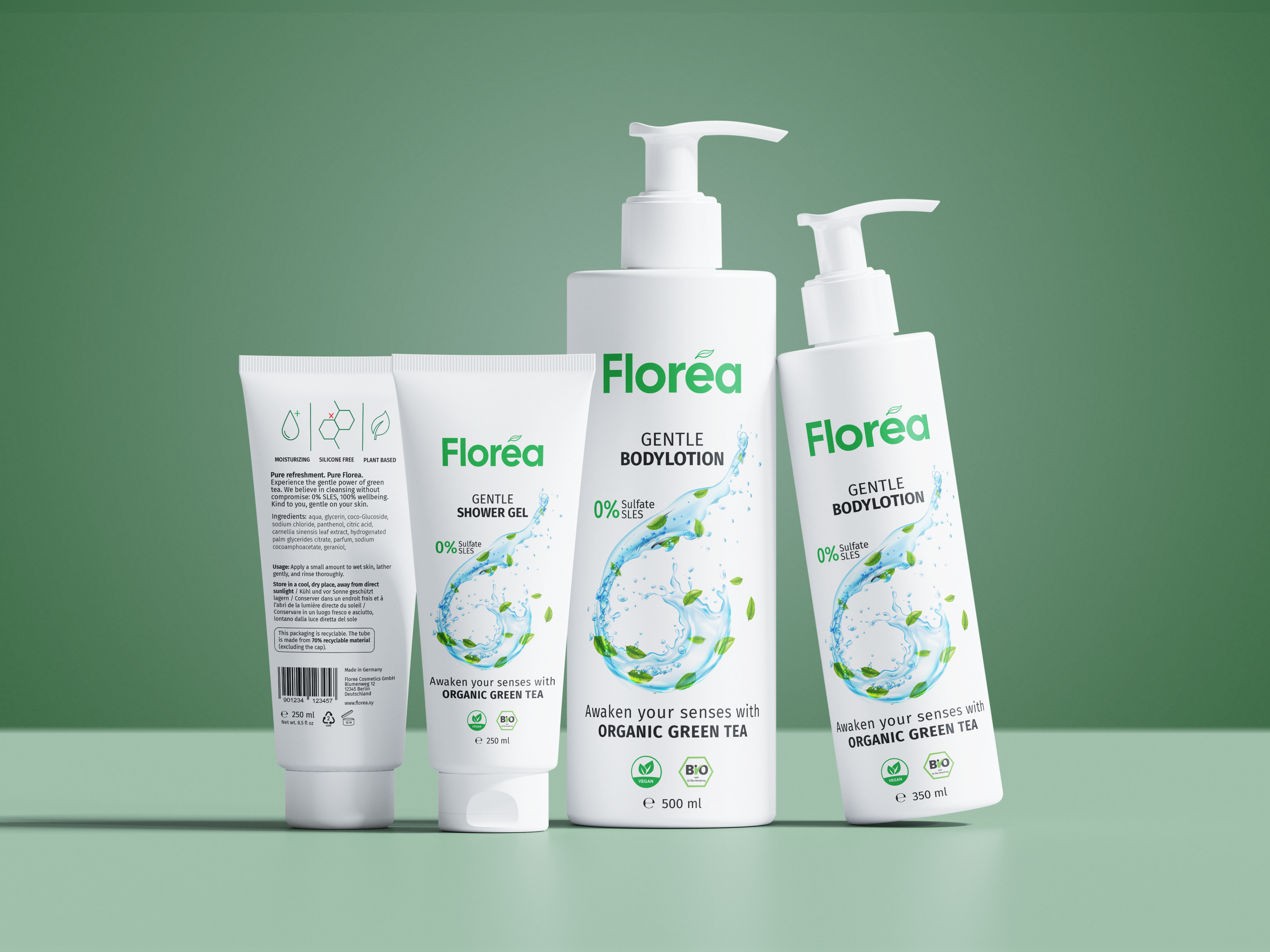 Product design mockup for the brand Floréa