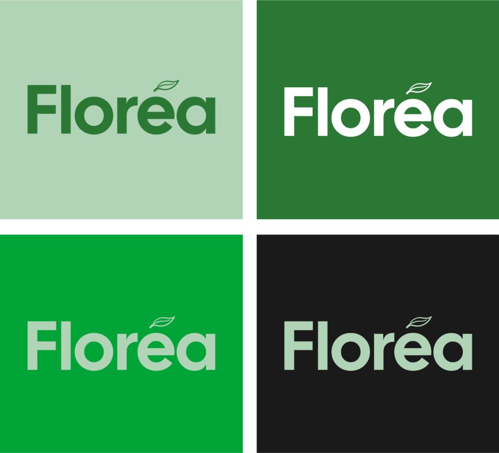 Logo color guide for the brand Floréa
