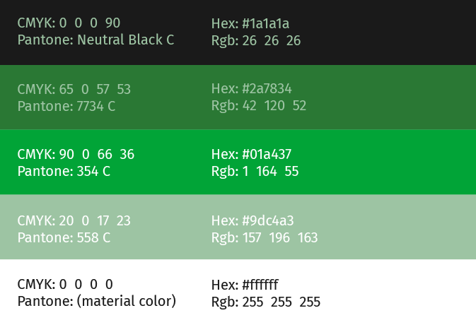 color guide for the brand Floréa
